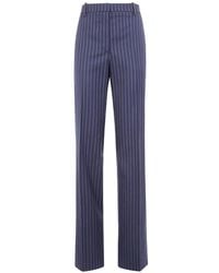 Tom Ford - Corded-Chalk-Stripe Wool Tailored Straight Boyfriend Pants - Lyst