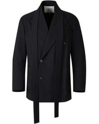 Setchu - Double-Breasted Tie-Detail Blazer - Lyst