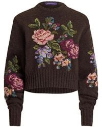 Ralph Lauren - Floral-Intarsia Cashmere Sweater - Lyst