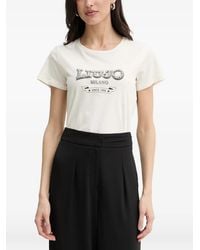 Liu Jo - Crystal-Embellished Logo-Print T-Shirt - Lyst
