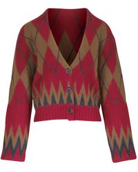 Dorothee Schumacher - Argyle-Pattern Button-Up Cardigan - Lyst