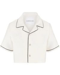 Manière De Voir - Maude Satin Cropped Shirt With Piping - Lyst