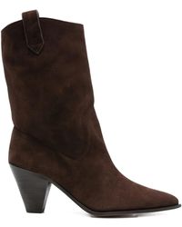 Aquazzura - 80 Mm Suède Leren Laarzen Met Western-Stijl - Lyst