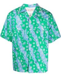 Marni - Floral-Print Short-Sleeved Shirt - Lyst