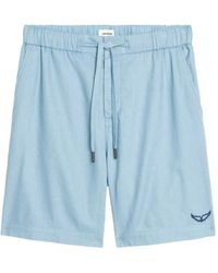 Zadig & Voltaire - Pany Drawstring-Waist Logo-Embroidered Shorts - Lyst