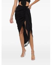 JBQ - Tulum Fringed Gathered Midi Skirt - Lyst