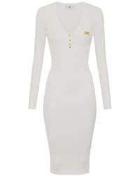 Elisabetta Franchi - V-Neck Midi Dress - Lyst