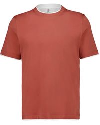 Brunello Cucinelli - Cotton Jersey Crew Neck T-Shirt With Faux-Layering - Lyst