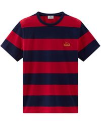 Woolrich - Logo-print Striped T-shirt - Lyst
