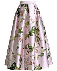 Lunatica Milano - Floral-Print Pleated Maxi Skirt - Lyst