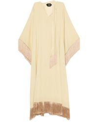 ‎Taller Marmo - Tassel-Trims Shift Asymmetric Kaftan Dress - Lyst