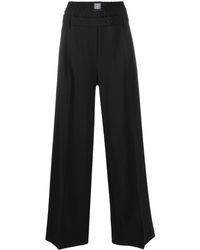 Mujer Ropa de Pantalones Pantalones de chándal con logo bordado MSGM de Algodón de color Negro pantalones de vestir y chinos de Pantalones largos 
