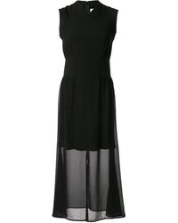 Calvin Klein Vestido georgette a capas - Negro