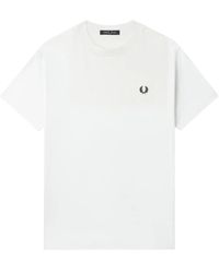 Fred Perry - Camiseta de algodón con logo bordado - Lyst