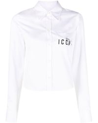 DSquared² - Icon Print Cropped Shirt - Lyst