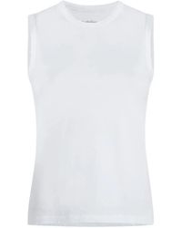 Another Tomorrow - Sleeveless Crew-Neck Tank Top - Lyst