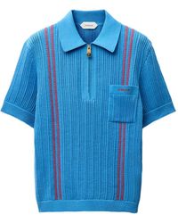 Versace - Greca-Pattern Zip-Neck Polo Shirt - Lyst