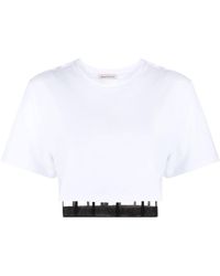 Alexander McQueen - T-shirt crop con dettaglio cut-out - Lyst