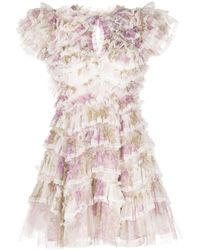 Needle & Thread - Wisteria Midi-jurk Met Ruches - Lyst