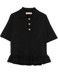 Twinset - Ruffle-Trim Heart-Button Polo Shirt - Lyst