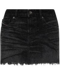 DIESEL - Faded Frayed-Hem Midi Skirt - Lyst