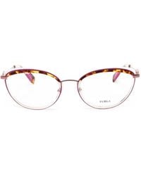 Furla - Tortoiseshell-Effect Oval-Frame Glasses - Lyst