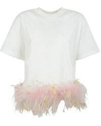 Des Phemmes - Feather-Trim Oversized T-Shirt - Lyst