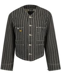 R13 - Chore Striped Cropped Jacket - Lyst