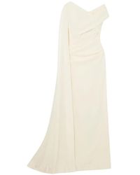 Talbot Runhof - Cape-Effect Ruched-Detail Maxi Dress - Lyst