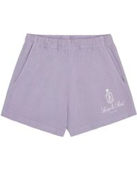 Sporty & Rich - Vendome Logo-Embroidered Shorts - Lyst