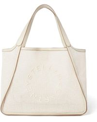 Stella McCartney - Neutral Logo Cotton Tote Bag - Lyst