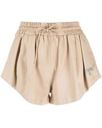 MSGM - Embroidered-Logo Cotton Shorts - Lyst
