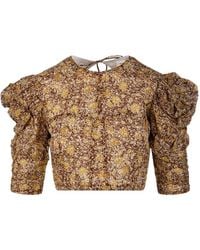 Isabel Marant - Gathered-Sleeve Floral-Print Blouse - Lyst