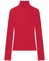 Courreges - Logo-Embroidered High-Neck Long-Sleeved T-Shirt - Lyst