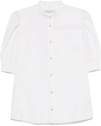 Alessandra Rich - Embroidered-Collar Silk Shirt - Lyst