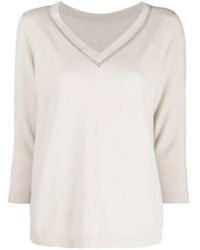 Fabiana Filippi - V-Neck Metallic Trim Jumper - Lyst