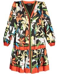 Kate Spade - Floral-Print Long-Sleeve Mini Dress - Lyst