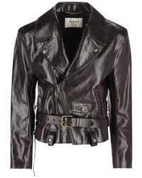 Saint Laurent - Belted Leather Jacket - Lyst
