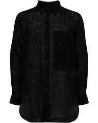 Yohji Yamamoto - Leinenhemd mit Kontrasteinsätzen - Lyst