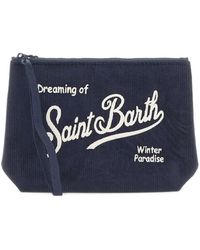 MC2 Saint Barth - Logo-Embroidered Corduroy Clutch Bag - Lyst