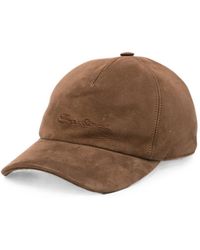 Santoni - Embroidered Suede Cap - Lyst