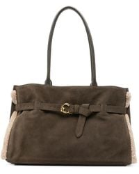 Coccinelle - Shearling-Trim Suede Shoulder Bag - Lyst