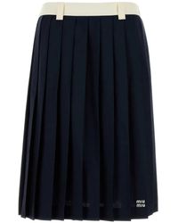 Miu Miu - Jupe Mi-Longue À Design Plissé - Lyst