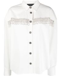 ROTATE BIRGER CHRISTENSEN - Crystal-embellished Fringed Cotton Shirt - Lyst