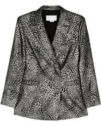 Genny - Animalier Double-Breasted Blazer - Lyst