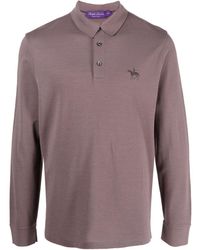 Ralph Lauren Purple Label - Logo-embroidered Wool Polo Shirt - Lyst