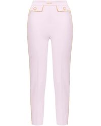Elisabetta Franchi - Pantalon Slim En Crêpe À Liserés Contrastants - Lyst