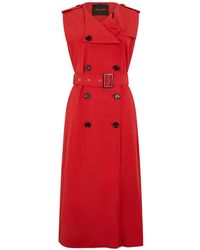 Moorer - Buttoned Belted Coat - Lyst