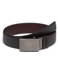 Prada Engraved Logo Buckle Belt in Black for Men - Save 41% | Lyst