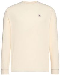 Calvin Klein - T-Shirt En Maille Gaufrée À Patch Logo - Lyst